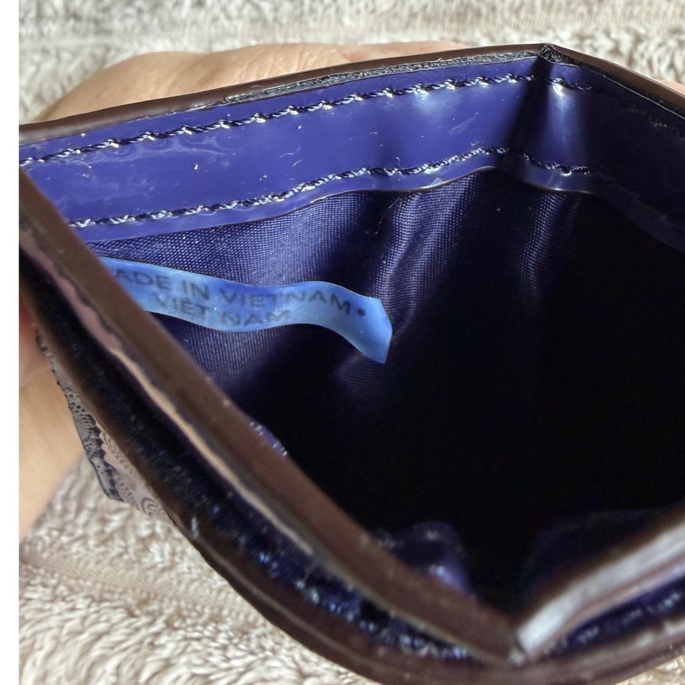 Coach Purple Patent Leather Signature Monogram Card Case Heart Logo Wallet - Picture 4 of 11